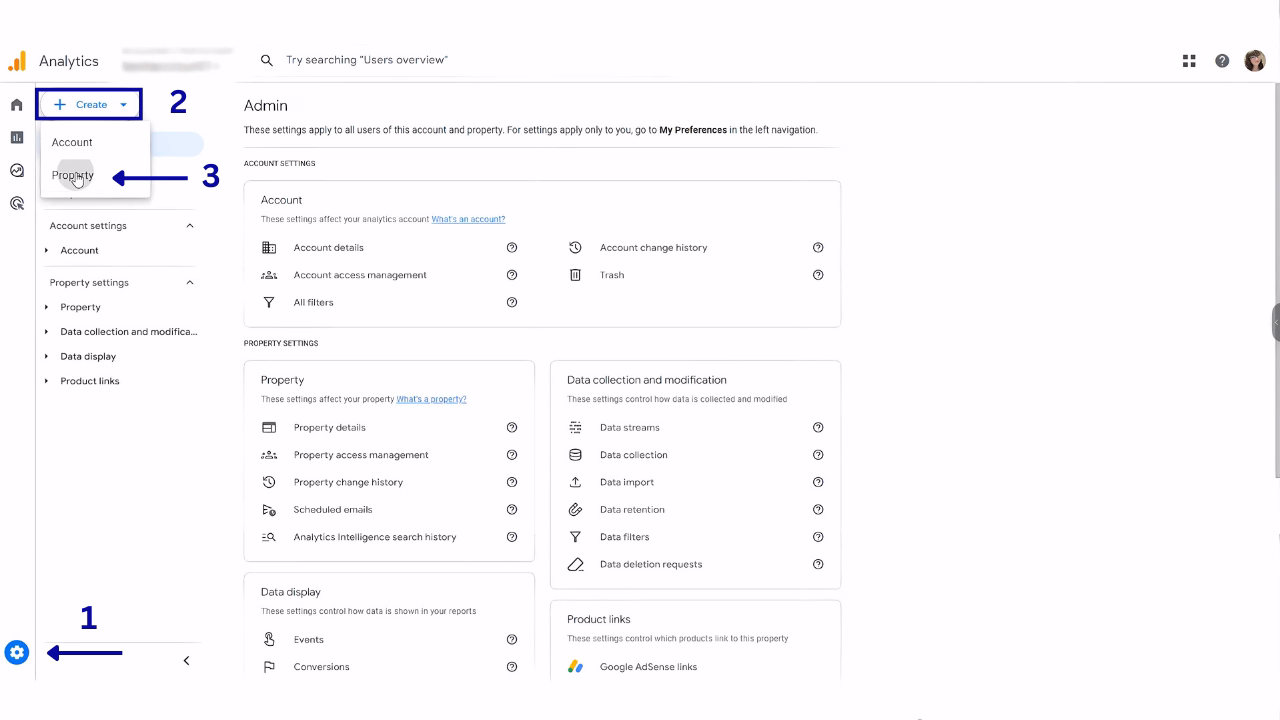  click Settings -> Create -> Property.